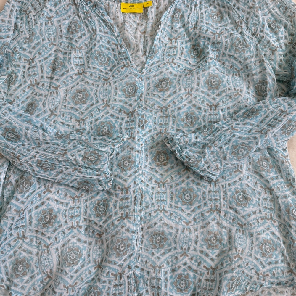 Roberta Roller Rabbit Blue Patterned Top - image 2